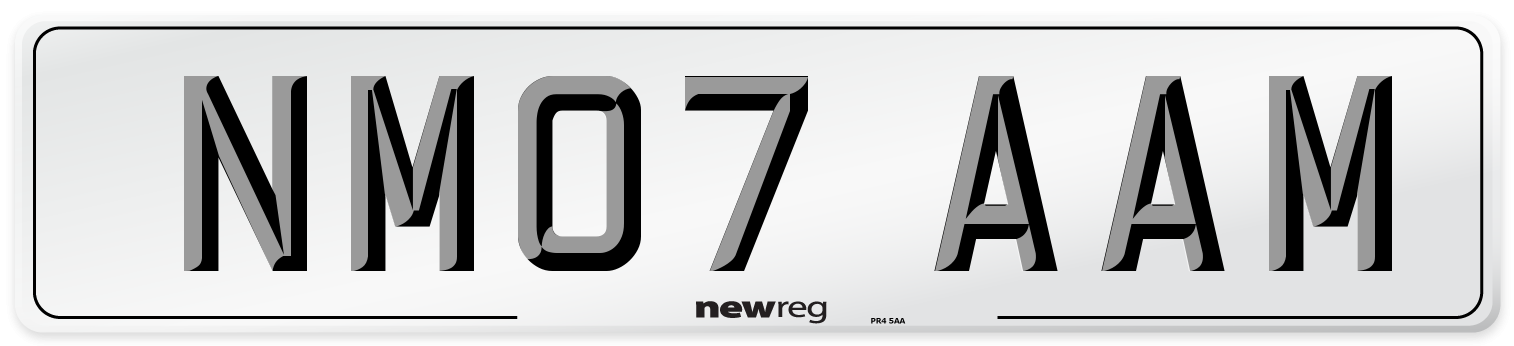 NM07 AAM Number Plate from New Reg